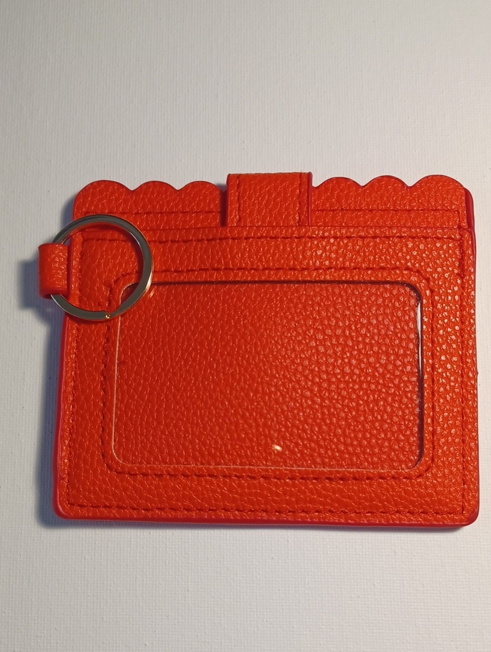 Scalloped Edge Orange Card Holder with Keyring